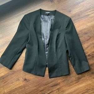 Express Blazer w Structured Shoulders and Quarter Length Sleeves